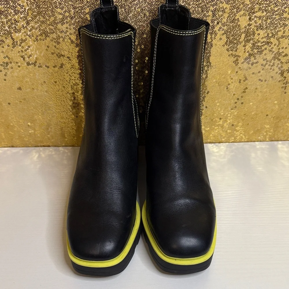 Michael Kors Keisha Chelsea Booties in Black and neon green